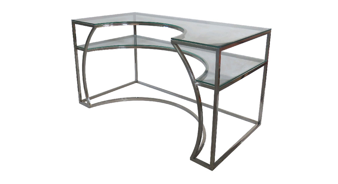 Metal Glass Side Table | Steel Dining Table with Glass Top - Artsome